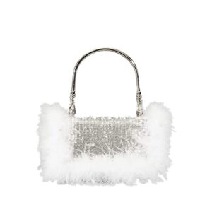 atolye sparkly rhinestone ostrich feather evening clutch bag, women shiny handbag/shoulder/crossbody bags for wedding party