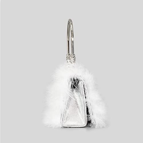 ATOLYE Sparkly Rhinestone Ostrich Feather Evening Clutch Bag, Women Shiny Handbag/Shoulder/Crossbody Bags for Wedding Party