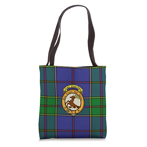 Strachan Clan Scottish Crest and Tartan Tote Bag