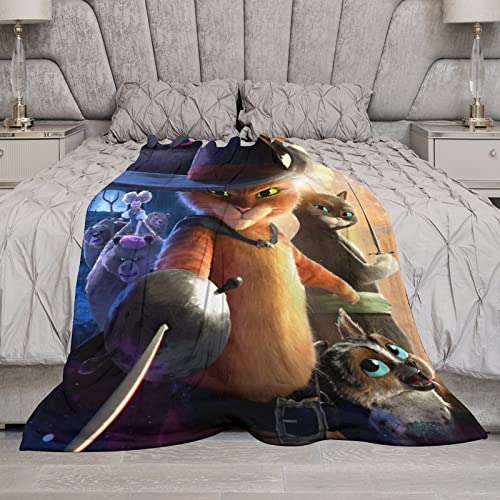 Cartoon Cat Throw Blanket for Sofa Couch | Soft Flannel Fleec Warm Cozy Lightweight Microfiber Unisex 50"x40"