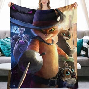 Cartoon Cat Throw Blanket for Sofa Couch | Soft Flannel Fleec Warm Cozy Lightweight Microfiber Unisex 50"x40"