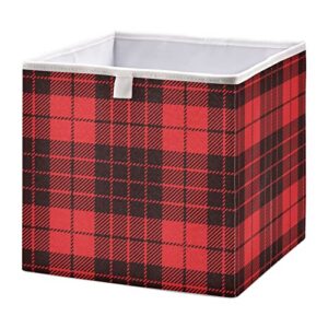 kigai red black buffalo plaid storage baskets, 16x11x7 in collapsible fabric storage bins organizer rectangular storage box for shelves, closets, laundry, nursery, home decor