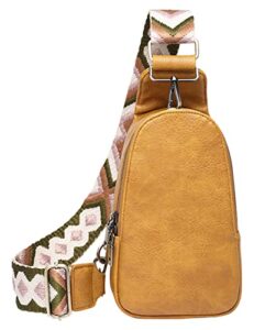 ocahuel women sling bags crossbody chest bag purse vegan leather satchel daypack guitar strap boho shoulder backpack traveling hiking yellow