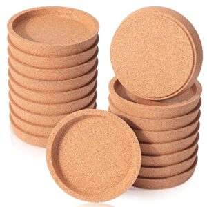 set of 18 cork coasters bulk 4 inch round lip cup holder leak proof cork coasters for drinks reusable absorbent cup coaster for mugs coffee glass table desk party supplies, brown