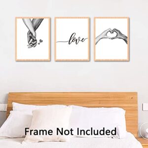 Living Room Decor, Love and Hand in Hand Wall Art Canvas Print Poster, Bedroom Dining Room Home Modern House Couples Marriage Romantic Wedding Decorations Simple Fashion Black and White Sketch Art Family Hallway Decorativos Painting Line Drawing Decor (Se