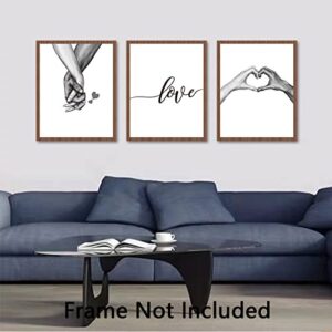 Living Room Decor, Love and Hand in Hand Wall Art Canvas Print Poster, Bedroom Dining Room Home Modern House Couples Marriage Romantic Wedding Decorations Simple Fashion Black and White Sketch Art Family Hallway Decorativos Painting Line Drawing Decor (Se