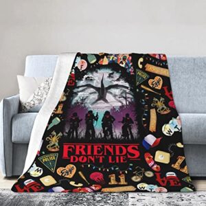 stranger friends flannel throw soft lightweight blankets for men women boys gifts room bed thing home decor 50″x40″