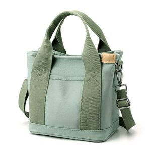 japanese handmade large capacity multi-pocket handbag canvas crossbody tote bags shoulder purse with zipper for women (green)