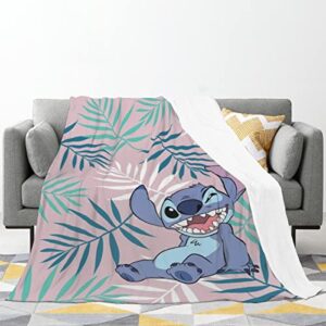 palm leaves pink-background throw blanket ultra-soft comfortable cartoon 50“ x 40″ blankets flannel xmas gifts fits couch sofa office suitable for all season
