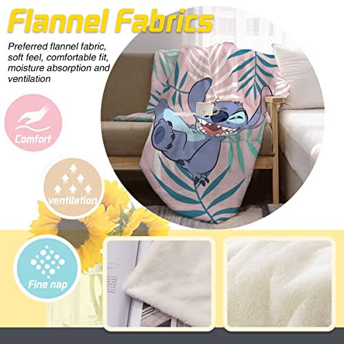 Palm Leaves Pink-Background Throw Blanket Ultra-Soft Comfortable Cartoon 50“ X 40" Blankets Flannel Xmas Gifts Fits Couch Sofa Office Suitable for All Season