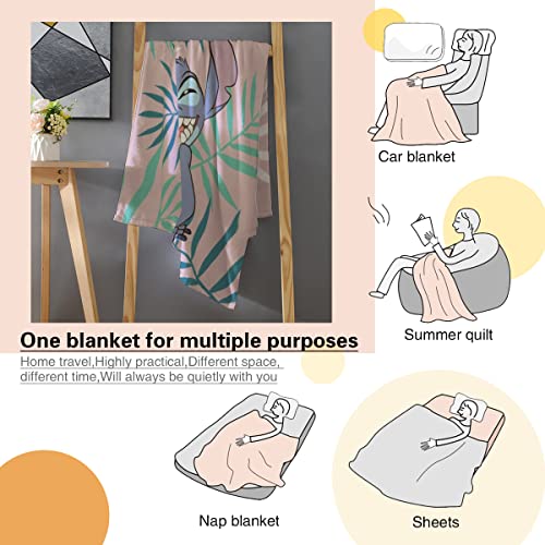 Palm Leaves Pink-Background Throw Blanket Ultra-Soft Comfortable Cartoon 50“ X 40" Blankets Flannel Xmas Gifts Fits Couch Sofa Office Suitable for All Season