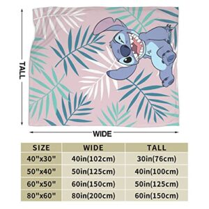 Palm Leaves Pink-Background Throw Blanket Ultra-Soft Comfortable Cartoon 50“ X 40" Blankets Flannel Xmas Gifts Fits Couch Sofa Office Suitable for All Season