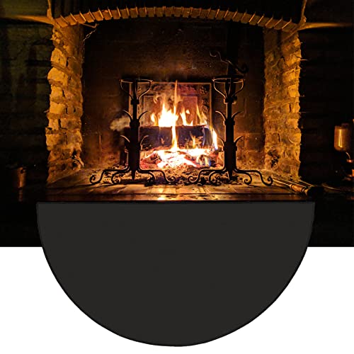 63″x37″ Extra Large Extra Thick Half Round Fireproof Fireplace Mat Hearth Rug - Fire Flame Resistant Floor Covering Protection Pad Non-Slip Floor Protector - Fire Retardant Fiberglass Carpet