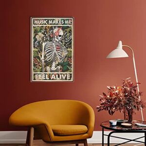 HAYOY Skull Music Poster, Flower Wall Music Art, Room Aesthetic Poster, Gothic Decor Canvas Print, Bedroom, Living Room, Music Studio Wall Decor Poster 12x18 Inches (Unframed)