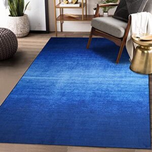 royhome modern area rugs machine washable area rug for living room non-shedding stain resistant area rug ombre non slip area rug for bedroom dining room home office, 8′ x 10′ blue