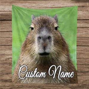 personalized capybara fleece blanket customized capybara gift