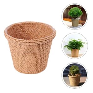 Alipis 3 pcs Basket Plant Room Round Home Bin Container Organizer Weaving Rope Indoor Wicker Vase Adornment Jute Natural Baskets Khaki Decor Vintage Decoration Belly Cotton Rustic and