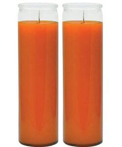 prayer candles – wax candles (2 pc) orange great for sanctuary, vigils and prayers – unscented glass candle set – indoor outdoor – spiritual religious church – jar candles