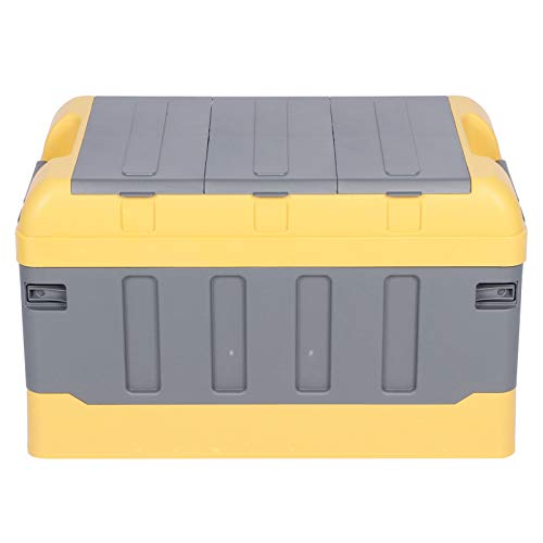 aqxreight Storage Bins, 75L Collapsible Storage Bin 3 Compartments 132.3lbs Load with Lid for Home Car Trunk MultiPurpose (Yellow)