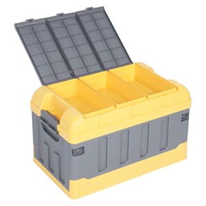 aqxreight Storage Bins, 75L Collapsible Storage Bin 3 Compartments 132.3lbs Load with Lid for Home Car Trunk MultiPurpose (Yellow)