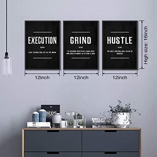 3PCS Inspirational Canvas Wall Art print,Room Decoration Aesthetic Canvas Gallery Wall Art,Motivational Office Decor Framed,Positive Quotes Poster for Living Room Bedroom 12x16Inch