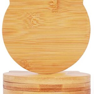 Baveke Bamboo Crafted Unique Adorable Cat Shaped Coasters Set of 6 for Bar Dining Table Kitchen Home Décor - 5.3 Inches, Natural