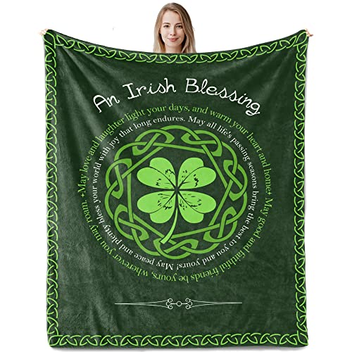 Irish Gifts for Women Men, Irish Blessing Gifts, Best Birthday Irish Blessing Gifts for Women Men, Irish Gift for Saint Patrick’s Day, Anniversaries, Weddings, Irish Blessing Gift Blanket 50"x60"