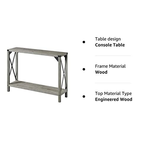 Amyove Farmhouse Entryway Table, 43" Grey Console Table, 2-Tier Wood Sofa Table with Shelf, Behind Couch Table, Console Tables for Entryway, Living Room, Hallway, Foyer