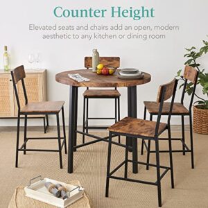 Best Choice Products 5-Piece Modern Round Counter Height Dining Set for Home Kitchen, Dining Room w/ 4 Chairs, 1.5in Thick Table - Brown