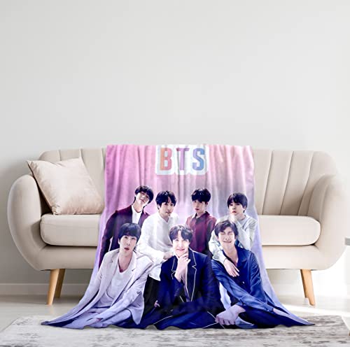 BTS Merchandise Kpop Throw Blanket | BTS Merch Fuzzy Soft Fleece Blanket | 4 Different BTS Blanket Designs (60”x40”)