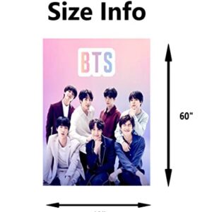 BTS Merchandise Kpop Throw Blanket | BTS Merch Fuzzy Soft Fleece Blanket | 4 Different BTS Blanket Designs (60”x40”)