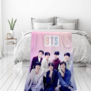 BTS Merchandise Kpop Throw Blanket | BTS Merch Fuzzy Soft Fleece Blanket | 4 Different BTS Blanket Designs (60”x40”)