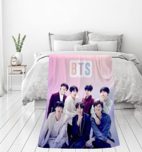 BTS Merchandise Kpop Throw Blanket | BTS Merch Fuzzy Soft Fleece Blanket | 4 Different BTS Blanket Designs (60”x40”)