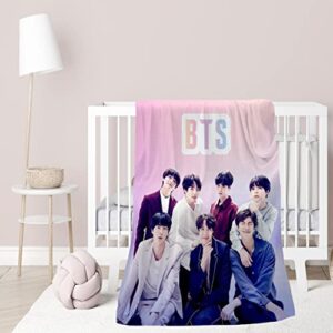 BTS Merchandise Kpop Throw Blanket | BTS Merch Fuzzy Soft Fleece Blanket | 4 Different BTS Blanket Designs (60”x40”)