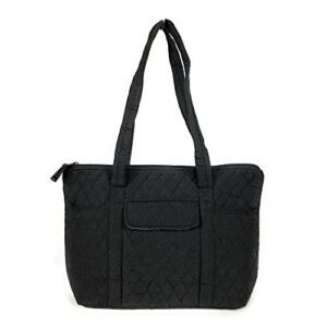 egfas quilted handbag purse shoulder bag pocketbook (medium solid black)