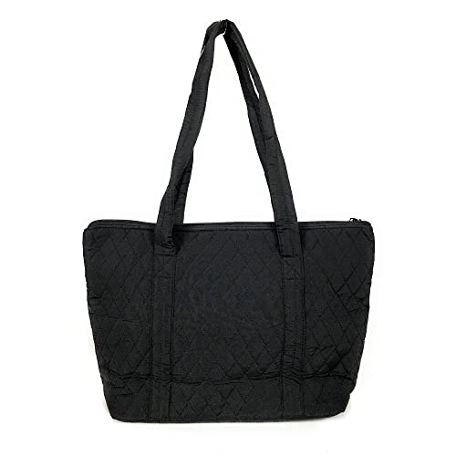 EGFAS Quilted Handbag Purse Shoulder Bag Pocketbook (Medium Solid Black)