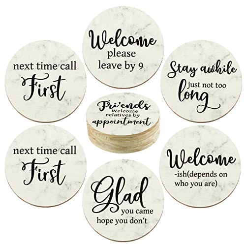 6 Pcs Funny Coasters for Coffee Table Coasters for Drinks Ceramic Patterned Drink Coasters for Table Protection Housewarming Gifts Farmhouse Decor