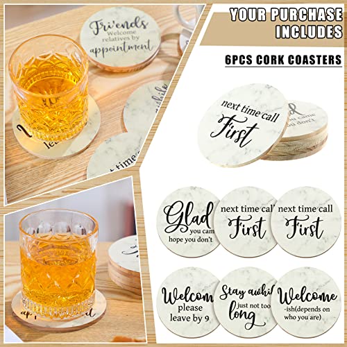 6 Pcs Funny Coasters for Coffee Table Coasters for Drinks Ceramic Patterned Drink Coasters for Table Protection Housewarming Gifts Farmhouse Decor
