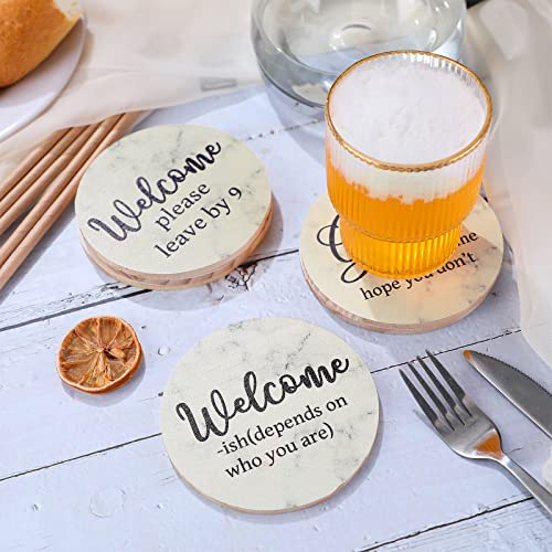 6 Pcs Funny Coasters for Coffee Table Coasters for Drinks Ceramic Patterned Drink Coasters for Table Protection Housewarming Gifts Farmhouse Decor