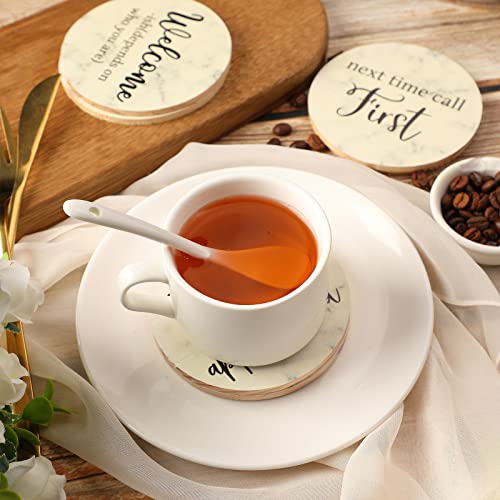 6 Pcs Funny Coasters for Coffee Table Coasters for Drinks Ceramic Patterned Drink Coasters for Table Protection Housewarming Gifts Farmhouse Decor