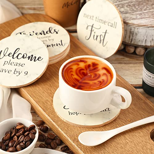 6 Pcs Funny Coasters for Coffee Table Coasters for Drinks Ceramic Patterned Drink Coasters for Table Protection Housewarming Gifts Farmhouse Decor