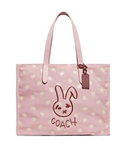 coach bunny graphic canvas tote 42 powder pink multi one size