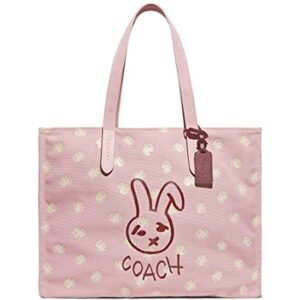 COACH Bunny Graphic Canvas Tote 42 Powder Pink Multi One Size