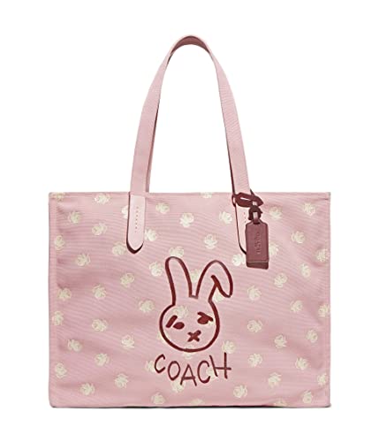 COACH Bunny Graphic Canvas Tote 42 Powder Pink Multi One Size