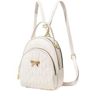 wizozi mini backpack for women cute small backpack purse teen girls fashion pu leather zipper crossbody shoulder bags multifunctional and large-capacity daypack purse-white