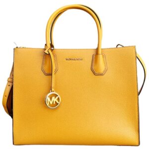 Michael Kors Mercer Large Pebbled Leather Convertible Tote Honeycomb Yellow