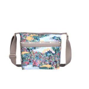 LeSportsac Scenic Brush Small Hobo Crossbody Handbag, Style 3709/Color E554, Vibrant Wildflowers & Soothing Landscapes Artfully Arranged in a Watercolor Inspired Dreamy Summer Palette