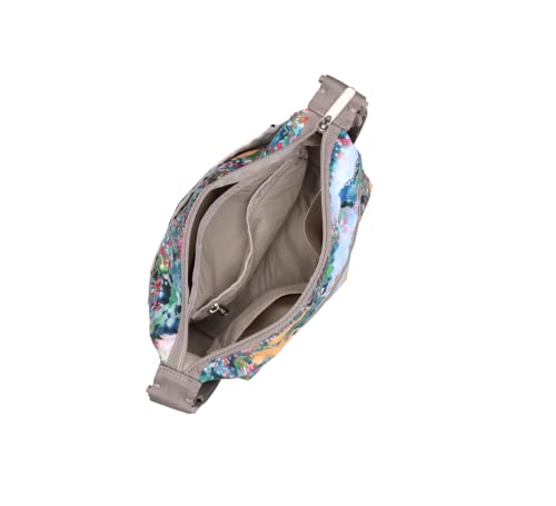 LeSportsac Scenic Brush Small Hobo Crossbody Handbag, Style 3709/Color E554, Vibrant Wildflowers & Soothing Landscapes Artfully Arranged in a Watercolor Inspired Dreamy Summer Palette