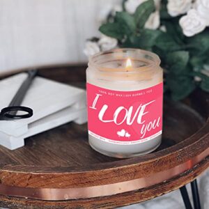 I Love You Candle Gifts | Warm Mahogany | Earthy Wood | Geranium Scented Soy Wax Candle Romantic Valentines Day Gifts for her/him/mom