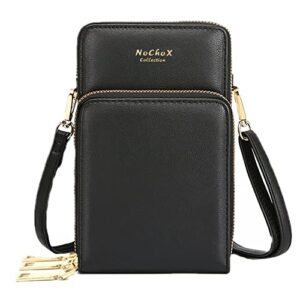 nochox small crossbody bags for women- shoulder cell phone bag, rfid women’s wallet, mini messenger with card slots adjustable shoulder strap, for cell phone under 7 inch(black)…